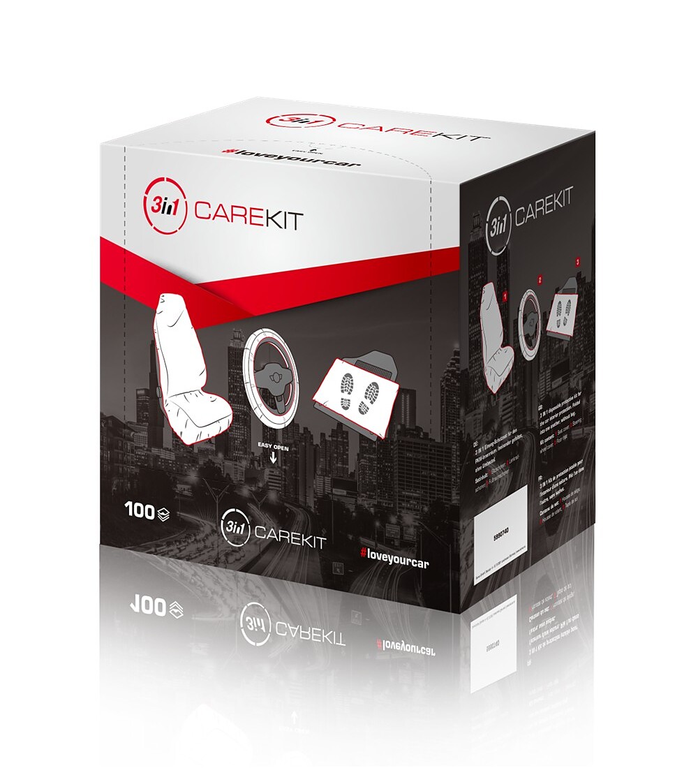 CARE KIT pour voitures, compos� de&nbsp;3 pi�ces, jetables, 100 lots
