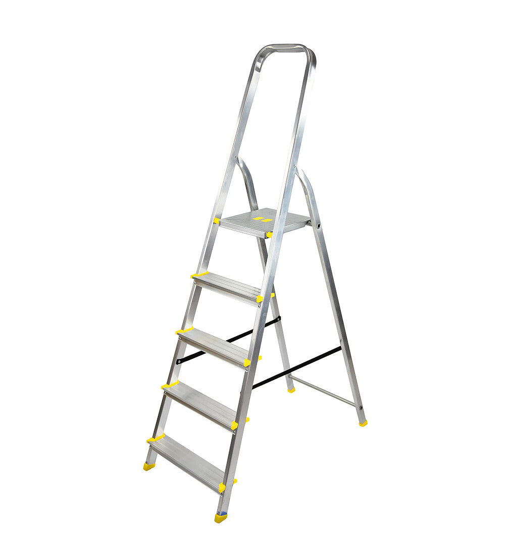 Escabeau pliant&nbsp;XL en aluminium&nbsp; (5 marches) - Certifi� T�V, charge maximale 150 kg