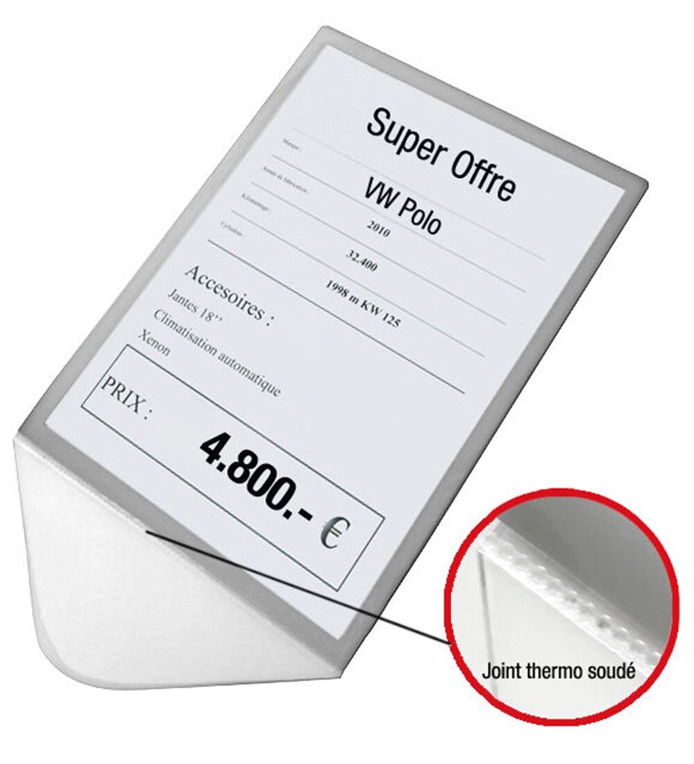 PREMIUM - Prsentoir tarif DIN A4 Format portrait, avec cadre argent A insrer, en polycarbonate Image 2