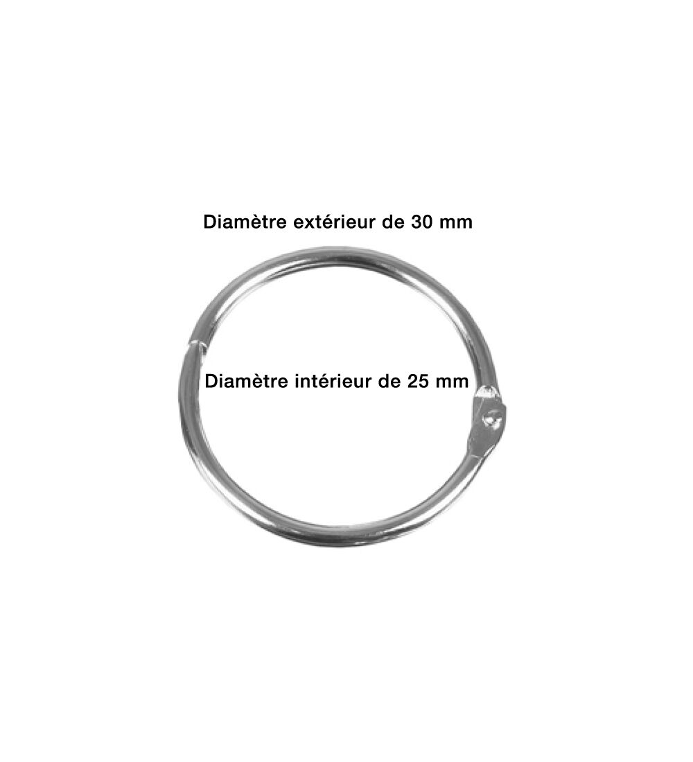  Anneau métallique à clip à fermeture rapide  Ø 25 mm (Lot de 10 pièces)  Image 2
