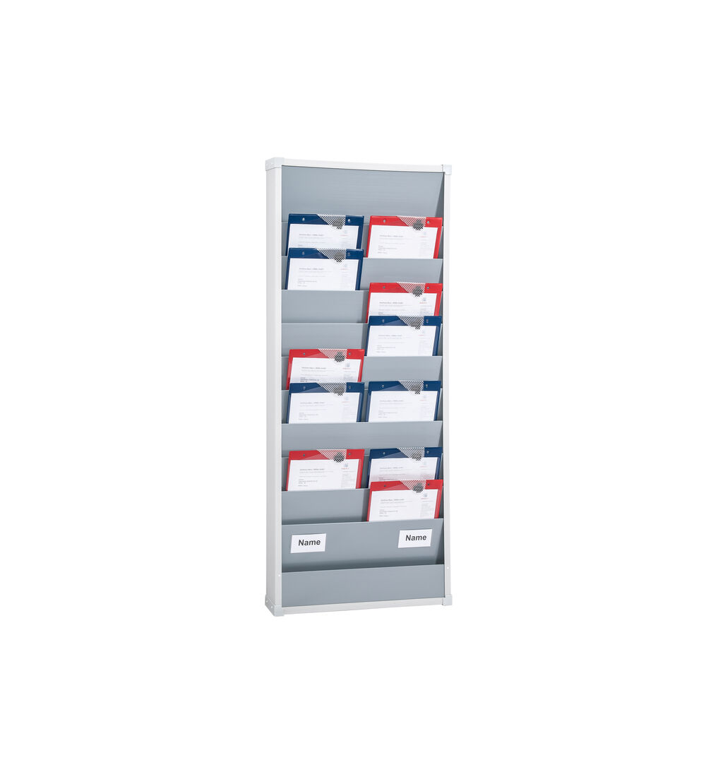 Planning d'atelier pour 2 salariés avec 10 compartiments pour porte-documenst DIN A4