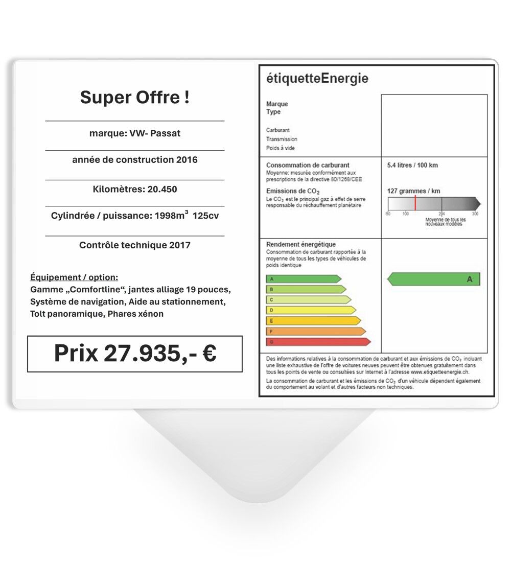 Prsentoir tarif DIN A3- Format paysage  insertion - polycarbonate