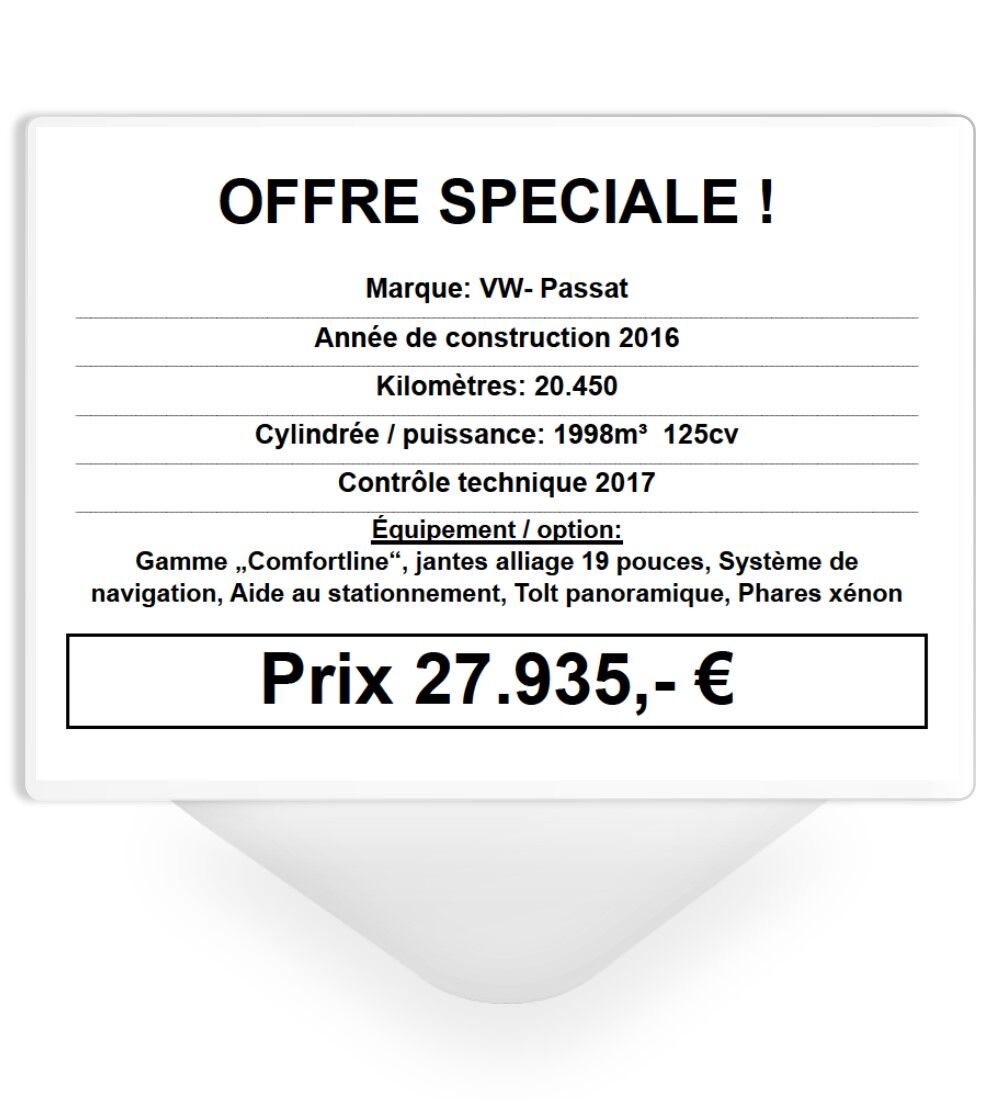 Prsentoir tarif DIN A4 - Format paysage  insertion - polycarbonate