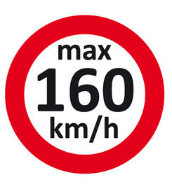 Autocollant limitation de vitesse 160 km/h max.  pour pneus hiver / Changement de roues, 100 Stickers
