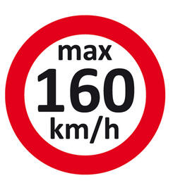 Autocollant limitation de vitesse 160 km/h max.  pour pneus hiver / Changement de roues