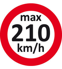 Autocollant limitation de vitesse 210 km/h max. pour pneus hiver / Changement de roues, 100 Stickers