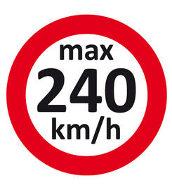 Autocollant limitation de vitesse 240 km/h max.  pour pneus hiver / Changement de roues