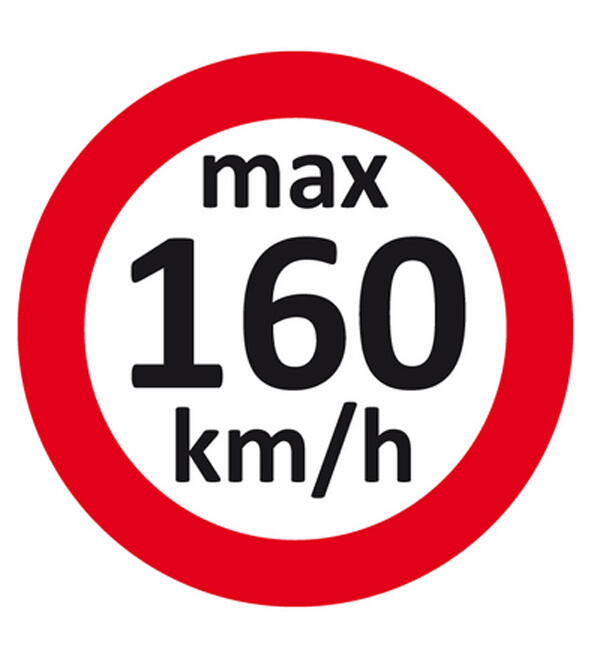 Autocollant limitation de vitesse 160 km/h max.  pour pneus hiver / Changement de roues, 100 Stickers