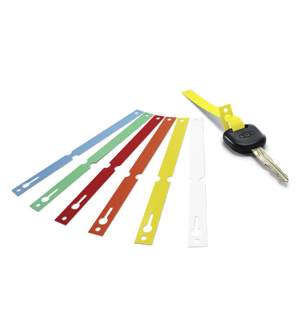 Languettes porte-clés en plastique PEHD (PolyEthylène Haute Densité) Dimensions: 160 x 13 mm - 1000 pièces