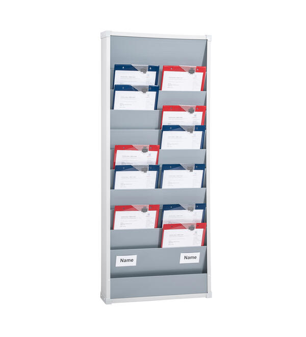 Planning d'atelier pour 2 salariés avec 10 compartiments pour porte-documenst DIN A4