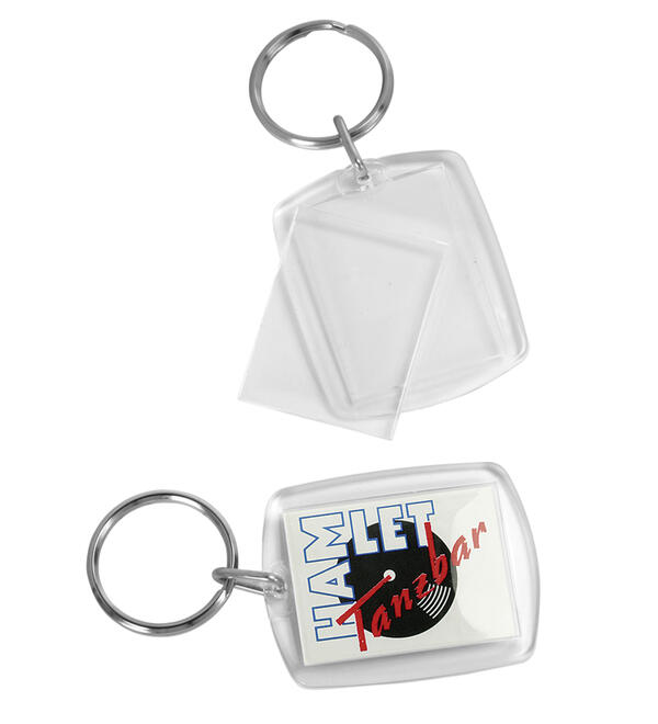 Porte-clés verre acrylique - avec personnalisation publicitaire