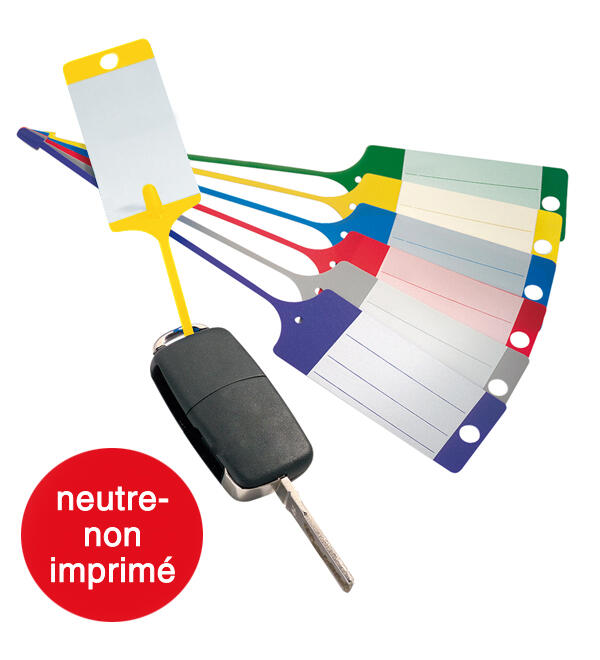 Porte-cls neutre non imprim FLEXI avec languette de fixation 100 pices / boite distributrice