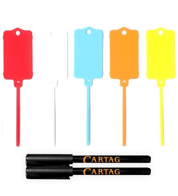 Porte-cls vierge - Modle 2  languette - Lot de 200 pices + 2 marqueurs permanents