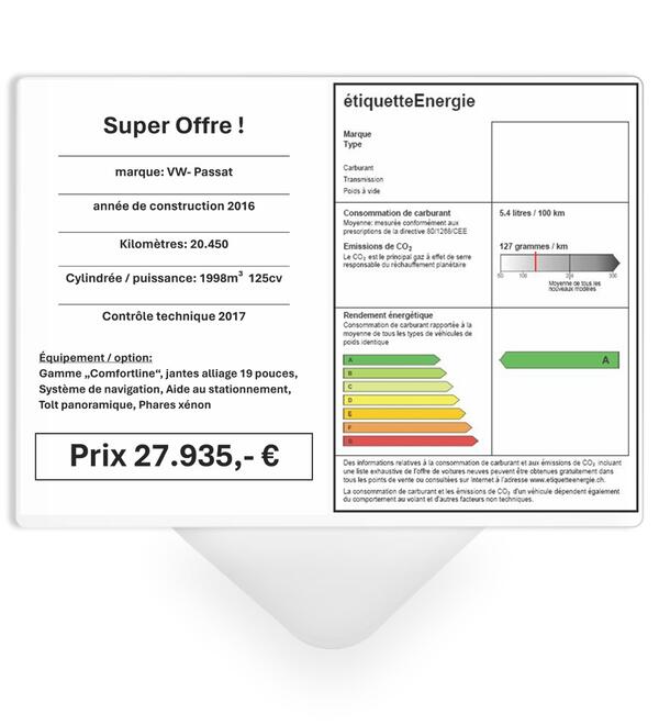 Prsentoir tarif DIN A3- Format paysage  insertion - polycarbonate