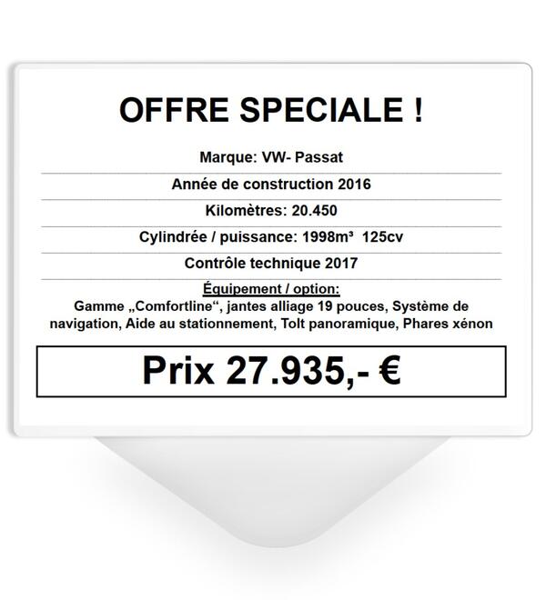 Prsentoir tarif DIN A4 - Format paysage  insertion - polycarbonate